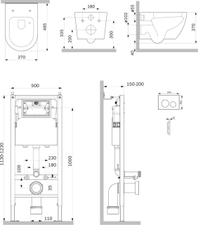 Комплект унитаза с инсталляцией AM.PM Like IS90138.801900 сиденье микролифт